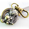 Keychain Watch, Zinc Alloy, Cat, antique bronze color plated, 30mm 
