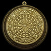 Colgante medallón de bronce, metal, Redondo aplanado, chapado, con patrón de flores, más colores para la opción, 45x48x9.5mm, agujero:aproximado 2mm, 50PCs/Bolsa, Vendido por Bolsa