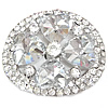 Zinc Alloy Shank Button, Oval, platinum color plated, with rhinestone, clear 