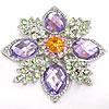 Crystal Brooch, Zinc Alloy, with Crystal, Flower, platinum color plated, faceted & with rhinestone 