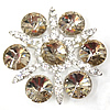 Crystal Brooch, Zinc Alloy, with Crystal, Flower, platinum color plated, faceted & with rhinestone, Champagne 