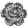 Fornituras de Broche de Aleación de Zinc, Flor, chapado en color plomo negro, con diamantes de imitación & hueco, 70x65mm, Vendido por UD