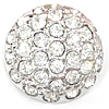 Botón de caña de aleación de cinc, aleación de zinc, Redondo aplanado, chapado en color de platina, con diamantes de imitación, claro, 28x28mm, Vendido por UD