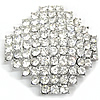Botón de caña de aleación de cinc, aleación de zinc, Rombo, chapado en color de platina, con diamantes de imitación, claro, 32x33mm, Vendido por UD