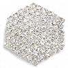Botón de caña de aleación de cinc, aleación de zinc, Hexágono, chapado en color de platina, con diamantes de imitación, claro, 29.5x32.5mm, Vendido por UD
