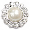 Zinc Alloy Shank Button, with Glass Pearl, Flower, with rhinestone 