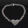 Stainless Steel Chain Bracelets, 304 Stainless Steel, Heart, round link chain, original color Inch 