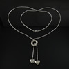 Edelstahl Schmuck Halskette, Herz, Oval-Kette, originale Farbe, 61mm, 15x3.5mm, 11x11x4.5mm, Länge:ca. 24.5 ZollInch, verkauft von Strang