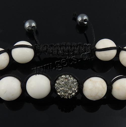 Hematite Woven Ball Bracelets, Rhinestone, with Wax Cord & Hematite, handmade, 8mm, 12mm, Length:Approx 7-9 Inch, Sold By Strand
