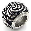Stainless Steel European Beads, 316 Stainless Steel, Rondelle, with flower pattern & blacken, original color Approx 8.5mm 