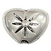 Zinc Alloy Heart Beads, plated, with flower pattern lead & nickel free 
