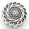 Zinklegierung flache Perlen, flache Runde, plattiert, mit Blumenmuster, keine, frei von Nickel, Blei & Kadmium, 9.5x9.5x4.2mm, Bohrung:ca. 1.2mm, verkauft von PC