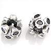 Cubic Zirconia Sterling Silver European Beads, 925 Sterling Silver, Flower, plated, without troll & with cubic zirconia 