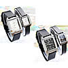 Couple Watch Bracelets, Zinc Alloy, with PU Leather & Glass, platinum color plated, for couple 28mm, 12-18mm Approx 7.4 Inch, Approx 8.6 Inch 