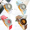 Women Wrist Watch, Zinc Alloy, with PU Leather & Glass, platinum color plated, for woman & with rhinestone 27mm, 13mm Approx 8 Inch 