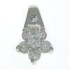 Sterling Silver Pinch Bail, 925 Sterling Silver, with Cubic Zirconia, Flower, plated 