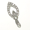 Sterling Silver Pinch Bail, 925 Sterling Silver, with Cubic Zirconia, Teardrop, plated Approx 