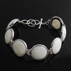 Natural White Shell Bracelet, Brass, with White Shell, platinum color plated Approx 8 Inch 