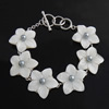 Natural White Shell Bracelet, Brass, with White Shell & Freshwater Pearl, platinum color plated Approx 7.5 Inch 