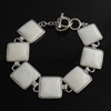 Bracelet à naturelle coque Blanc, laiton, avec coquille blanche, cadre, Placage de couleur platine Environ 9 pouce, Vendu par brin
