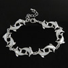 Natural White Shell Bracelet, with Brass, with 1.5Inch extender chain, Dolphin, platinum color plated Approx 7.5 Inch 