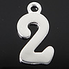 Sterling Silver Letter Pendants, 925 Sterling Silver, Number 2, plated Approx 1.8mm 