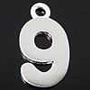 Sterling Silver Letter Pendants, 925 Sterling Silver, Number 9, plated Approx 1.8mm 