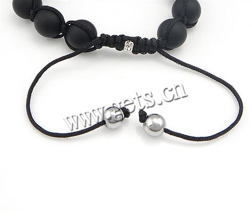 Hematite Woven Ball Bracelets, Rhinestone, with Wax Cord & Agate, handmade, 12mm, 8-11.5mm, Length:Approx 6-10 Inch, Sold By Strand