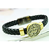 Men Bracelet, Zinc Alloy, with PU Leather, plated, braided bracelet, black, nickel, lead & cadmium free, 21mm, 9mm Approx 8.2 Inch 