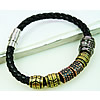 Men Bracelet, Zinc Alloy, with PU Leather, plated, braided bracelet, black, nickel, lead & cadmium free, 6mm Approx 8.6 Inch 