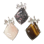 Pendentifs pierres gemmes mixtes , pierre gemme, avec alliage de zinc, Placage de couleur platine, mélangé, protéger l'environnement, sans nickel, plomb et cadmium Environ Vendu par PC