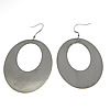Stainless Steel Drop Earring, Flat Oval, original color Approx 2.8 Inch 