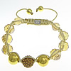 Кристалл Шамбала браслеты, Кристаллы, с вощеный шнур & Кристаллы, Связанный вручную, 8-12mm, длина:Приблизительно 8-11 дюймовый, продается Strand