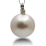 Cultured Pearl Sterling Silver Pendants, 925 Sterling Silver, with pearl, Oval, with cubic zirconia, Grade AAA Approx 