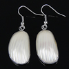 White Shell Earrings, Brass, with White Shell, platinum color plated .8 Inch 