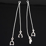 Sterling Silver Earring Drop Component, 925 Sterling Silver, plated 67mm, 0.8mm Approx 2mm Approx 2.6 Inch 