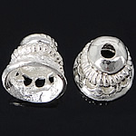 Sterling Silber Perlenkappen, 925 Sterling Silber, Kegel, plattiert, gewellt & hohl, keine, 7.8x7.3mm, Bohrung:ca. 1.6mm, verkauft von PC