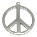 Encantos de etiqueta de acero inoxidable, Logo de la paz, Modificado para requisitos particulares, color original, 18x18x1.5mm, agujero:aproximado 1.5mm, Vendido por UD