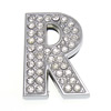 Zinc Alloy Letter Slide Charm, Letter R, platinum color plated, with rhinestone Approx 