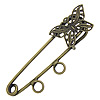 Iron Brooch Findings, with brass setting, Butterfly, plated, with loop & hollow Approx 4mm 