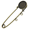 Iron Brooch Findings, with brass setting, Flat Round, plated, with loop 20mm Approx 3mm, Inner Approx 18mm 