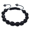 Crystal Woven Ball Bracelets, with Nylon Cord & Hematite, handmade, adjustable, Jet, 10mm .5 Inch 