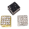 Rhinestone Zinc Alloy Beads, Square, plated Approx 