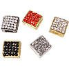 Rhinestone Zinc Alloy Beads, Square, plated Approx 