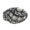 Stainless Steel Beads, 316 Stainless Steel, Oval, with rhinestone & blacken, original color Approx 2mm 