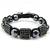 Rhinestone Woven Ball Bracelets, Nylon Cord, with Crystal & Zinc Alloy, plumbum black color plated, adjustable & faceted & with rhinestone, 10mm Approx 6-10 Inch 