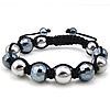 Crystal Woven Ball Bracelets, with Nylon Cord & Magnetic Hematite, handmade, adjustable & faceted, 8-12mm, 10-12mm Approx 6-10 Inch 