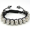 Zinc Alloy Woven Ball Bracelets, with Nylon Cord & Hematite, Skull, handmade Approx 6-11 Inch 