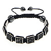 Zinc Alloy Woven Ball Bracelets, with Wax Cord & Hematite, handmade, Customized & with rhinestone 8mm, 10mm Approx 6-10 Inch 