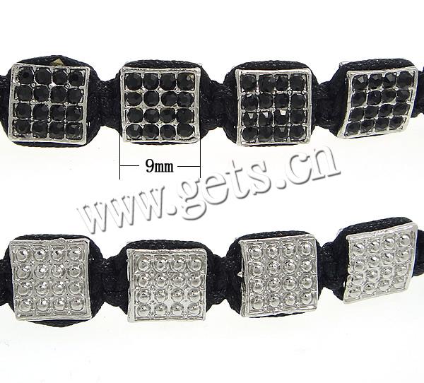 Zinc Alloy Woven Ball Bracelets, with Wax Cord & Hematite, handmade, Customized & with rhinestone, more colors for choice, 9x9x5mm, 8mm, 10mm, Length:Approx 6-10 Inch, Sold By Strand